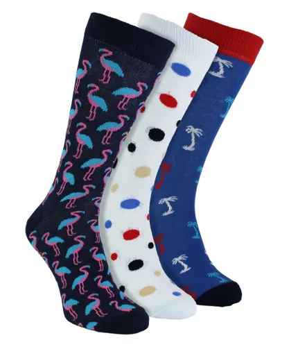 Happy Socks HS by - Mens 3 Pack Novelty Summer Vibes Dress - Palm Trees - Multicolour Cotton