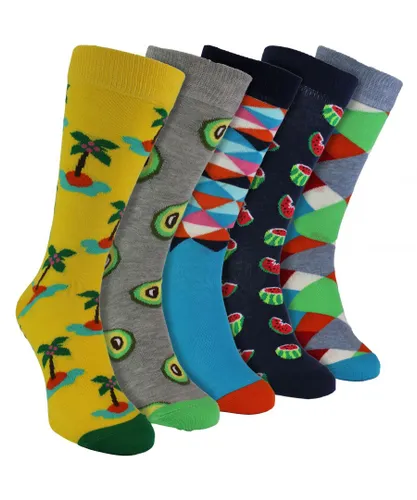Happy Socks HS by - Mens 3 Pack Novelty Tropical Vibes Dress - - Multicolour Cotton