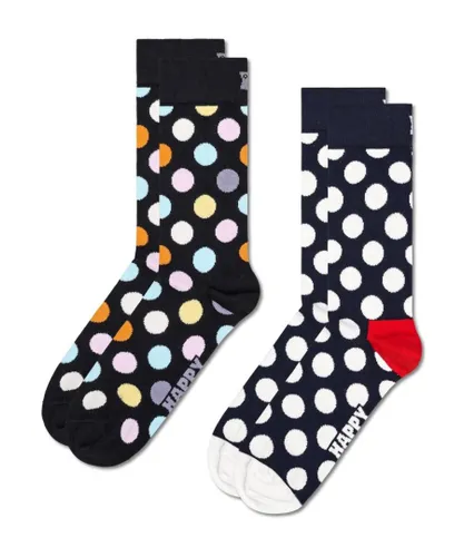 Happy Socks Unisex 2 Pack Classic Big Dot Crew - Multicolour Cotton