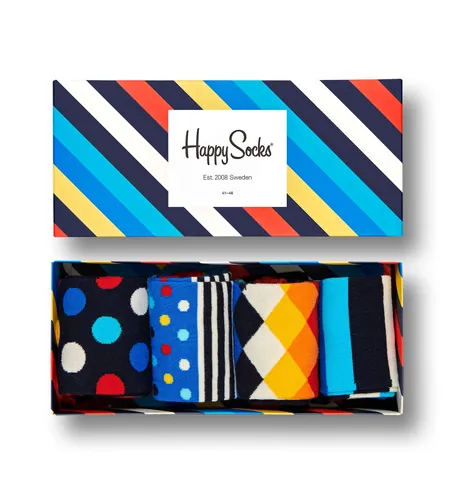 Happy Socks Unisex 4-Pack Stripe Gift Box Socks