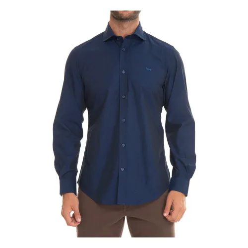 Harmont & Blaine , Casual Shirt with Tile Micro Print ,Blue male, Sizes: