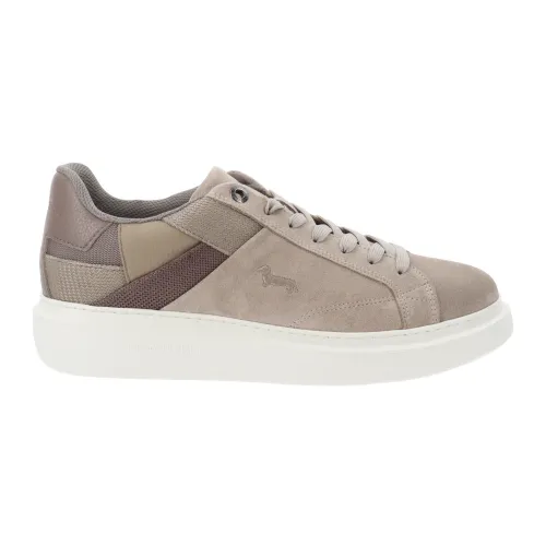 Harmont & Blaine , Leather and Fabric Men`s Sneakers with Lace Closure ,Beige male, Sizes: