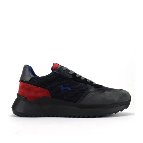 Harmont & Blaine , Men Black Sneakers with Blue and Red Details ,Black male, Sizes: