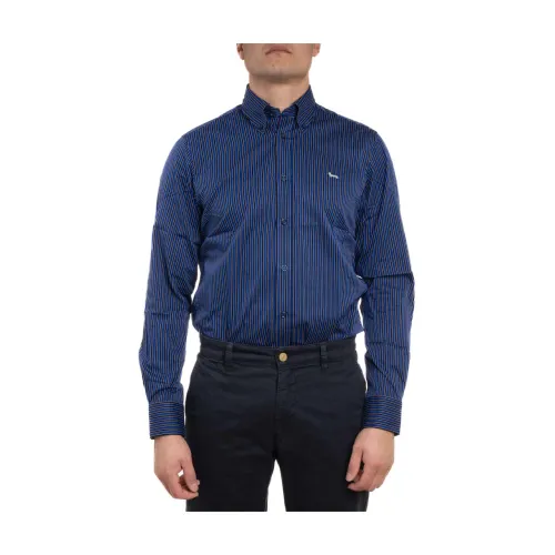 Harmont & Blaine , Striped Cotton Casual Shirt ,Blue male, Sizes: