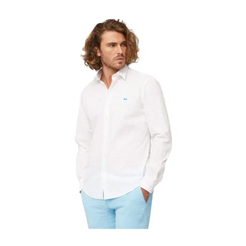 Harmont & Blaine , Two-Tone Micro Fil Coupé Shirt ,White male, Sizes: