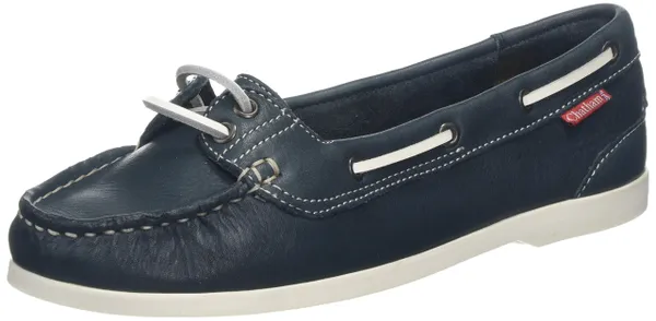 Harper Boat Shoe in Navy Blue Leather