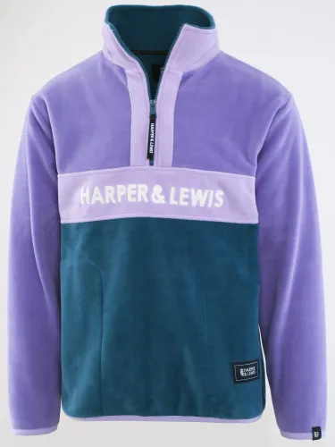 Harper & Lewis Lavender / Teal Colour Block1/2 Zip Fleece