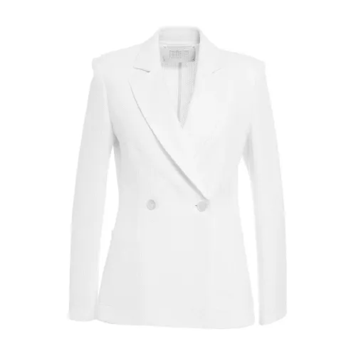 Harris Wharf London , Double-breasted Blazer with Patched Pockets ,White female, Sizes: