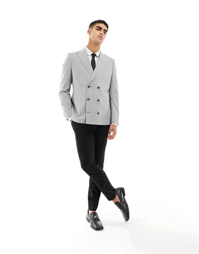 Harry Brown double breasted suit jacket in grey-White