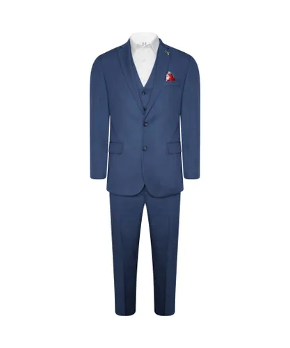 Harry Brown London Mens 3 Piece Slim Fit Suit in Blue Plain