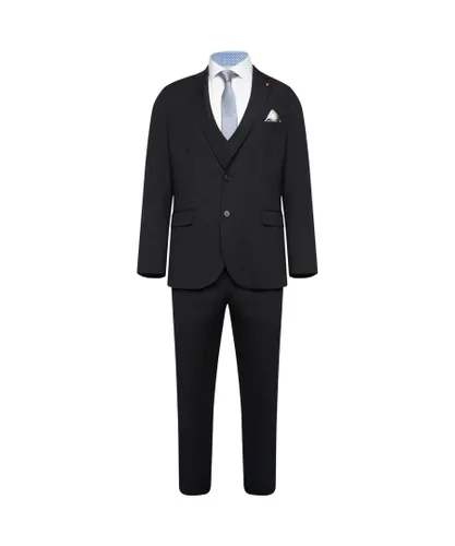 Harry Brown London Mens Black Three Piece Slim Fit Wool Suit