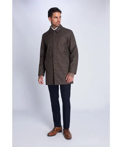 Harry Brown London Mens Dark Check Single Breasted Trench Coat