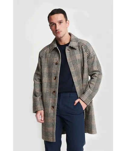 Harry Brown London Mens Declyn Check Wool Over Coat Cotton