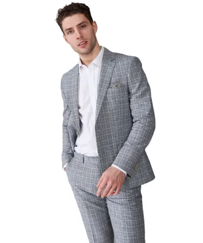 Harry Brown London Mens Eli Grey Check Two Piece Linen Suit Cotton