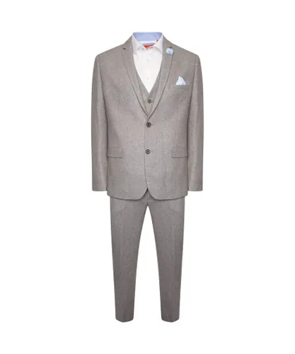 Harry Brown London Mens Three Piece Slim Fit Wool Suit in Grey