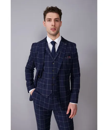 Harry Brown London Mens Tyler Navy Check Three Piece Suit Wool