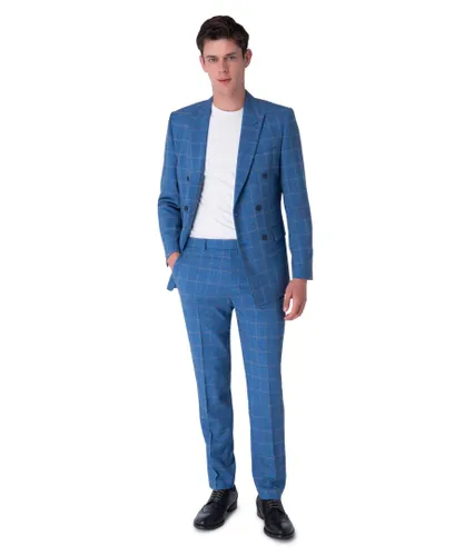 Harry Brown London Mens William Blue Check Double Breasted Suit