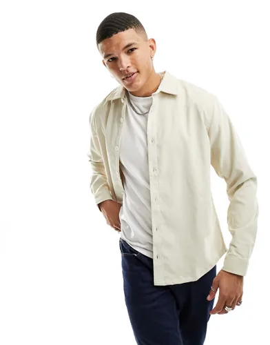 Harry Brown oversized cord shirt in cream-Neutral