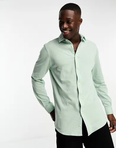Harry Brown pique slim fit cotton shirt in green