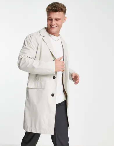 Harry Brown wide lapel trench coat-White
