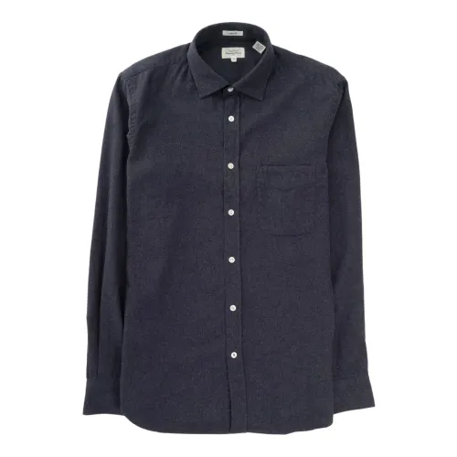 Hartford , Navy Flannel Shirt with Chest Pocket ,Blue male, Sizes: