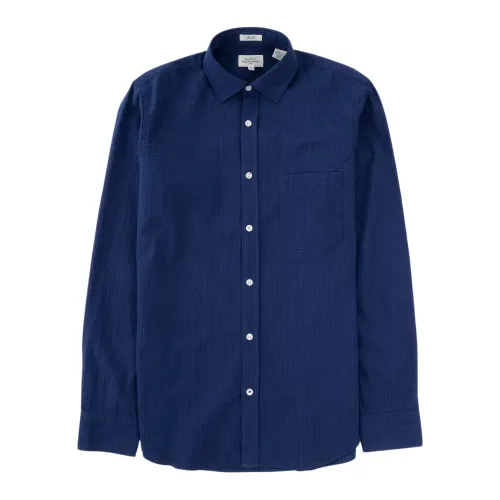 Hartford , Seersucker Stripe Shirt ,Blue male, Sizes: