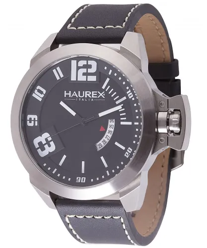 Haurex Italy Mens :storm black dial watch Leather - One Size