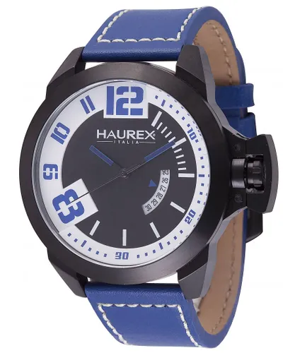 Haurex Italy Mens :storm blue dial watch Leather - One Size