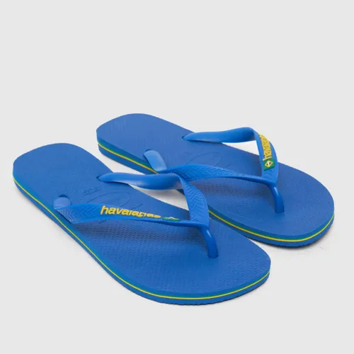 Havaianas Brasil Logo Neon Sandals in Blue