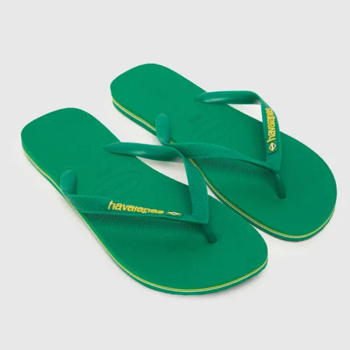 Havaianas Brasil Logo Neon Sandals in Green Multi