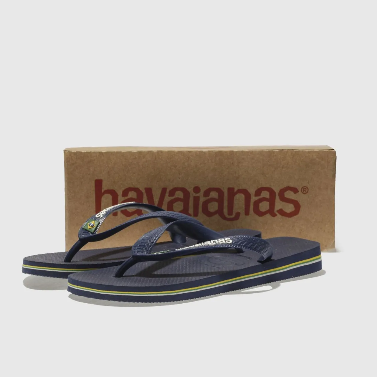 Havaianas Navy Brasil Logo Boys Junior Sandals