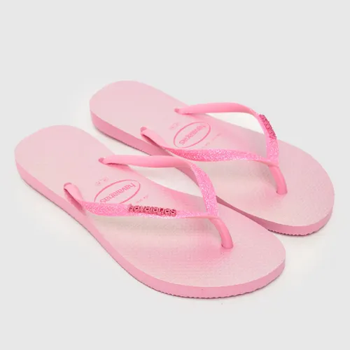 Havaianas Slim Glitter Iridescent Sandals in Pink