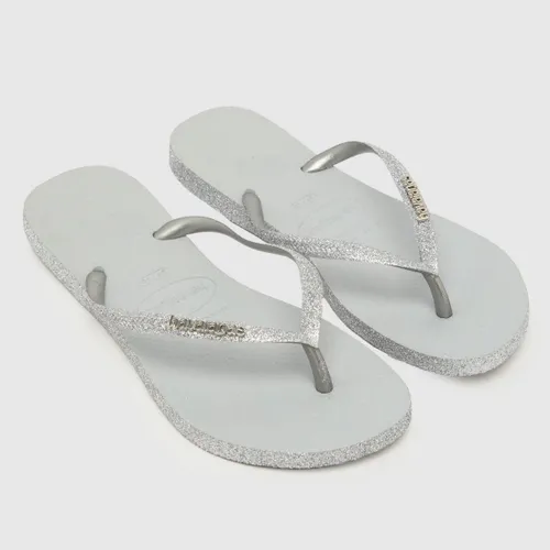 Havaianas Slim Sparkle Sandals In Silver