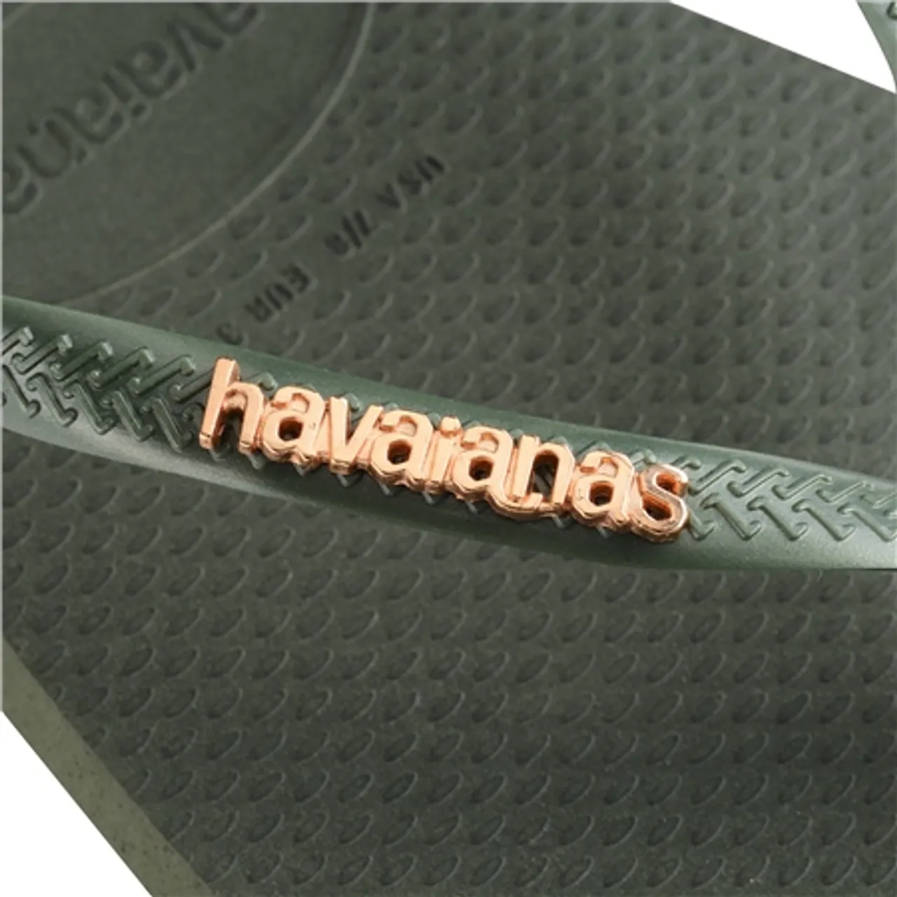 Havaianas Square Logo Metallic Flip Flops - Green Olive - UK 5 (EU 37/38)