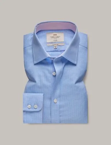 Hawes & Curtis Mens Slim Fit Non Iron Pure Cotton Check Shirt - 14.533 - Blue Mix, Blue Mix