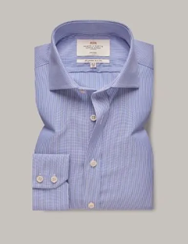 Hawes & Curtis Mens Slim Fit Non Iron Pure Cotton Striped Shirt - 15.535 - Blue Mix, Blue Mix