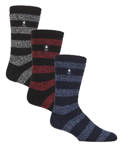 Heat Holders - 3 Pack Multipack Mens Insulated Thermal Socks for Winter - Stripe - Multicolour