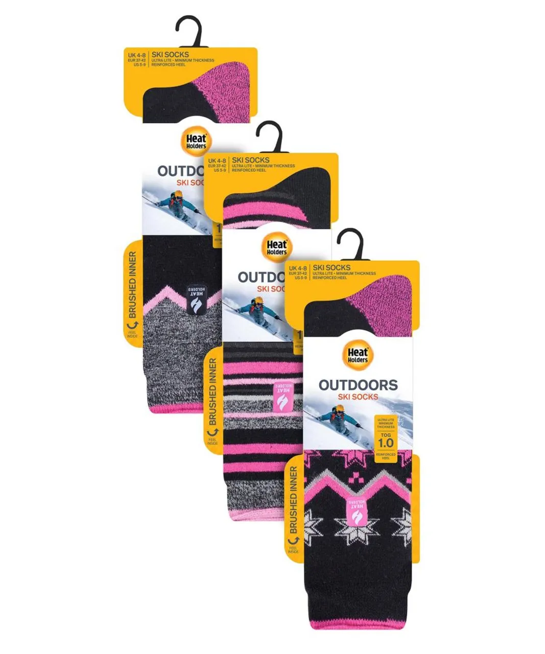 Heat Holders 3 Pair Assorted Multipack Ultra Lite Womens Ski Socks