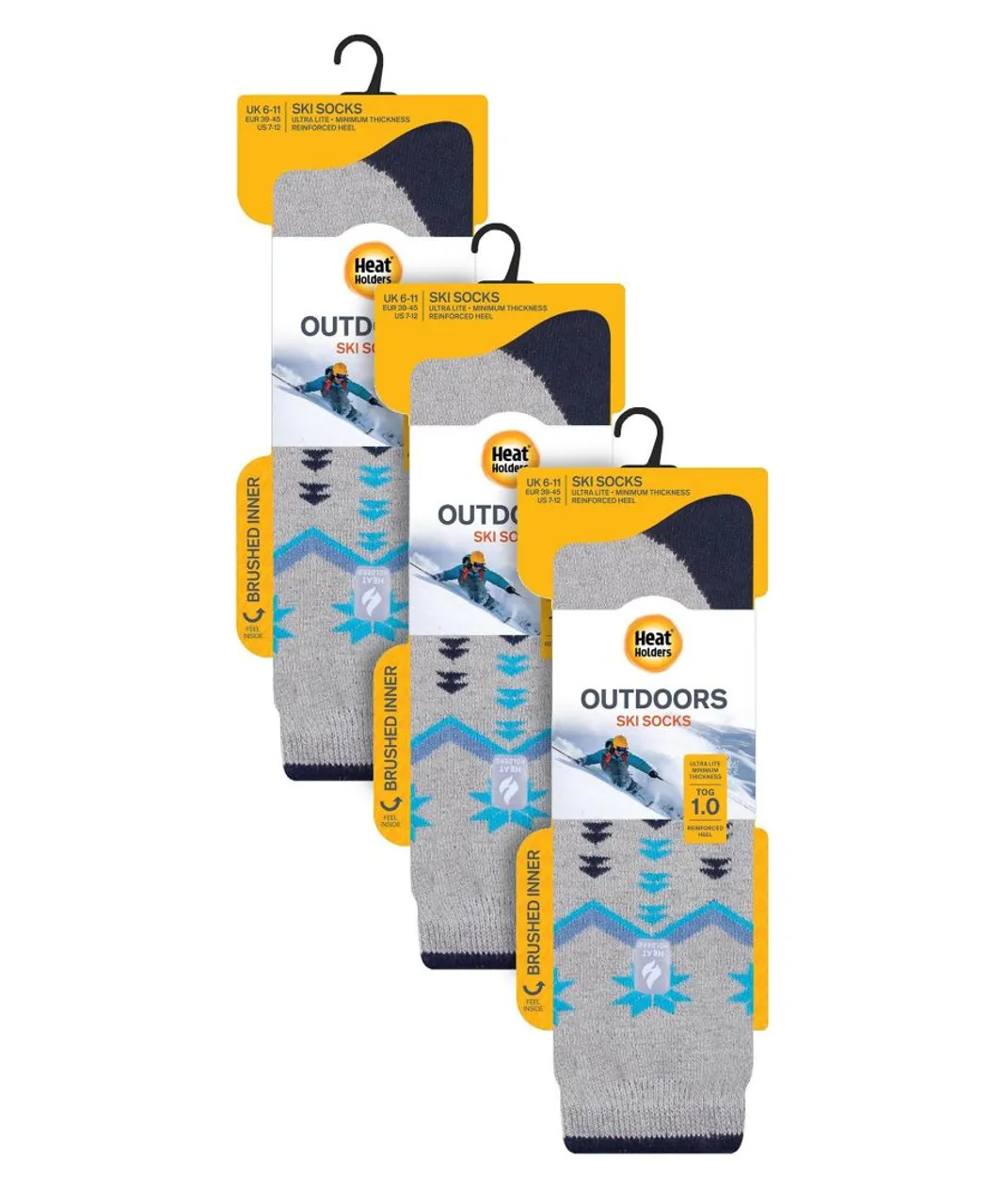 Heat Holders 3 Pair Multipack Ultra Lite Mens Ski Socks