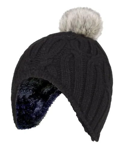 Heat Holders - Girls Cable Knitted Beanie Hat with Pom Pom Bobble for Winter