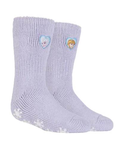 Heat Holders Girls - Childrens Character Non Slip 2.3 TOG Winter Warm Thermal Slipper Socks with Grippers - Frozen Princess - Multicolour