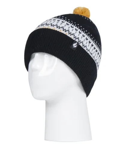Heat Holders - Ladies / Womens Knitted Beanie Bobble Hat with Pom Pom - Black - One