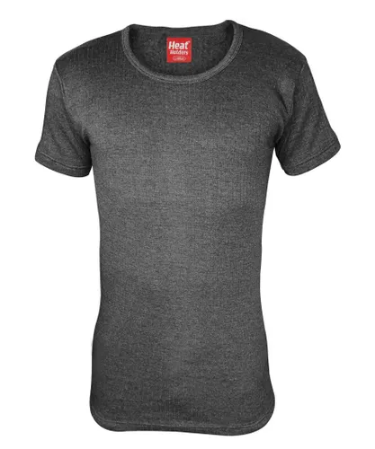 Heat Holders - Mens Cotton Thermal Underwear Short Sleeve T Shirt Vest - Grey