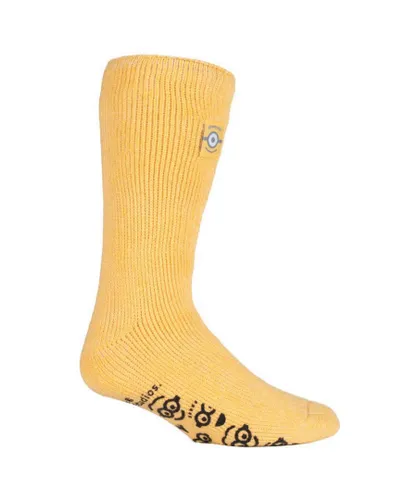 Heat Holders - Mens Film & TV Themed Thermal Slipper Socks - Minions - Yellow Nylon