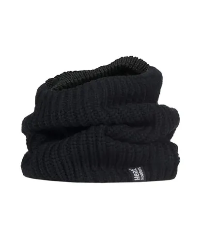Heat Holders - Mens Fleece Lined Chunky Knit Thermal Neck Warmer - Black - One