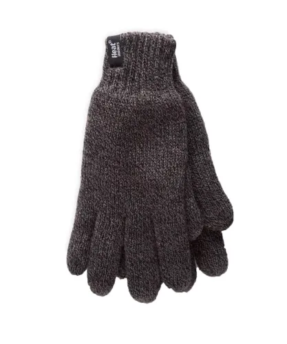 Heat Holders Mens Fleece Lined Warm Gloves For Winter - Grey
