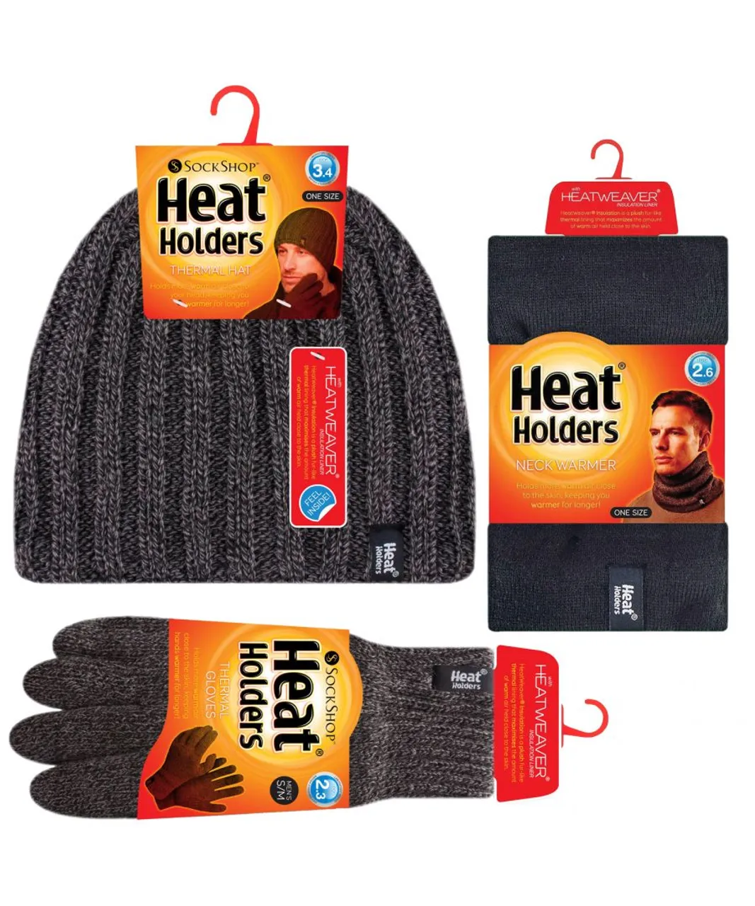 Heat Holders Mens Hat, Neck Warmer & Gloves Set