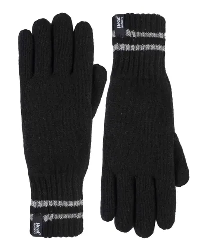 Heat Holders - Mens hi-vis reflective outdoor thermal knitted Gloves - Black