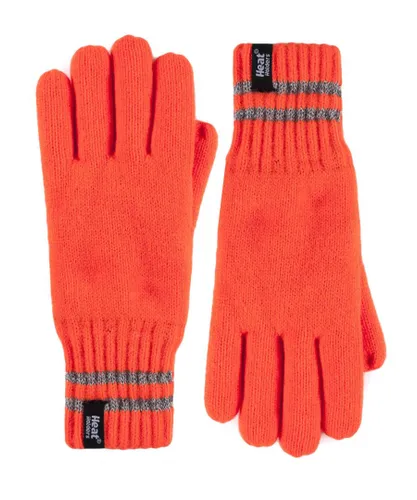 Heat Holders - Mens hi-vis reflective outdoor thermal knitted Gloves - Orange