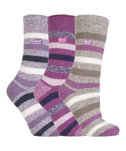 Heat Holders Womens - 3 Pack Multipack Ladies Insulated Thermal Socks for Winter - Block Stripe - Multicolour